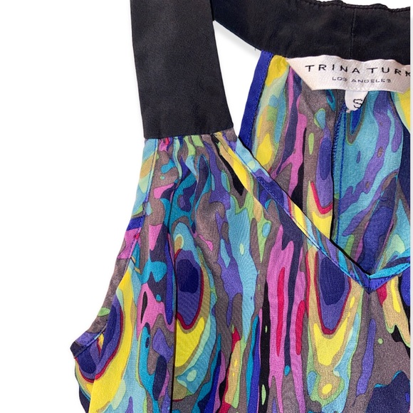 TRINA TURK Peacock Print Silk Racerback Tank - Picture 3 of 10